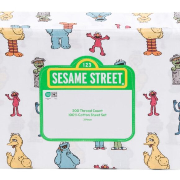SESAME STREET Characters COTTON FULL Size Sheet Set (ELMO BERT ERNIE BIG BIRD)